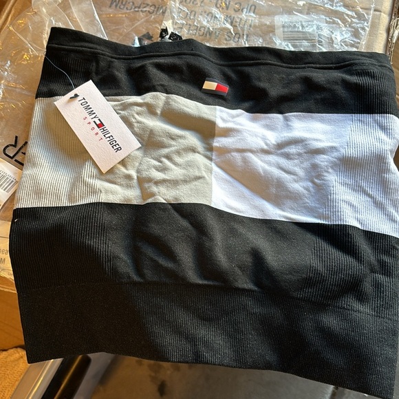 Tommy Hilfiger Sport Logo Flag Seamless Compression Bandeau Top Black,Pearl,Gray - Picture 3 of 4